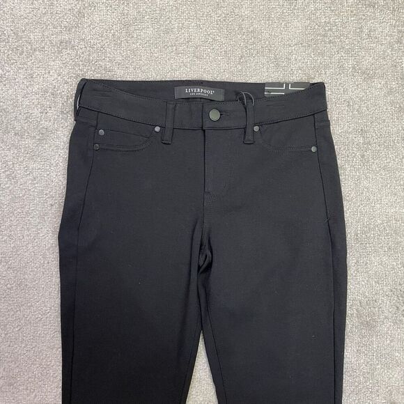 NWT Liverpool Womens Zip Fly Skinny Cropped Ankle Trouser Pants Black Size 4/27 - Picture 2 of 12